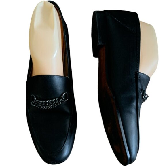 Sam Edelman Lorenzo Chain Loafer Flats Leather Sz 7.5 Black #119C - Picture 5 of 9